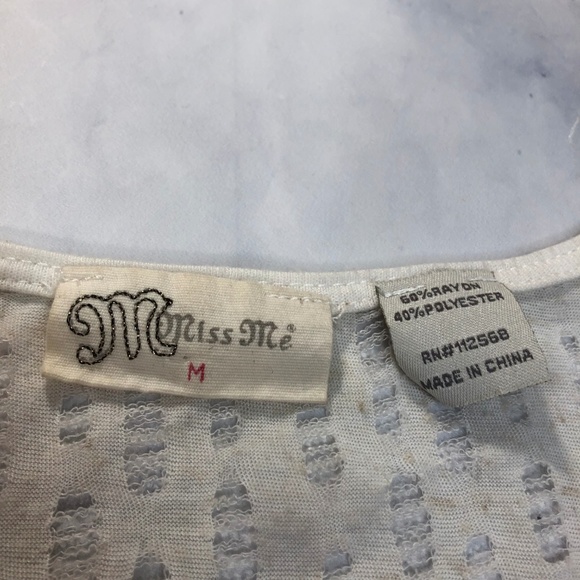 Miss Me White & Tan Destructed Chiffon Tank Top - Picture 7 of 8